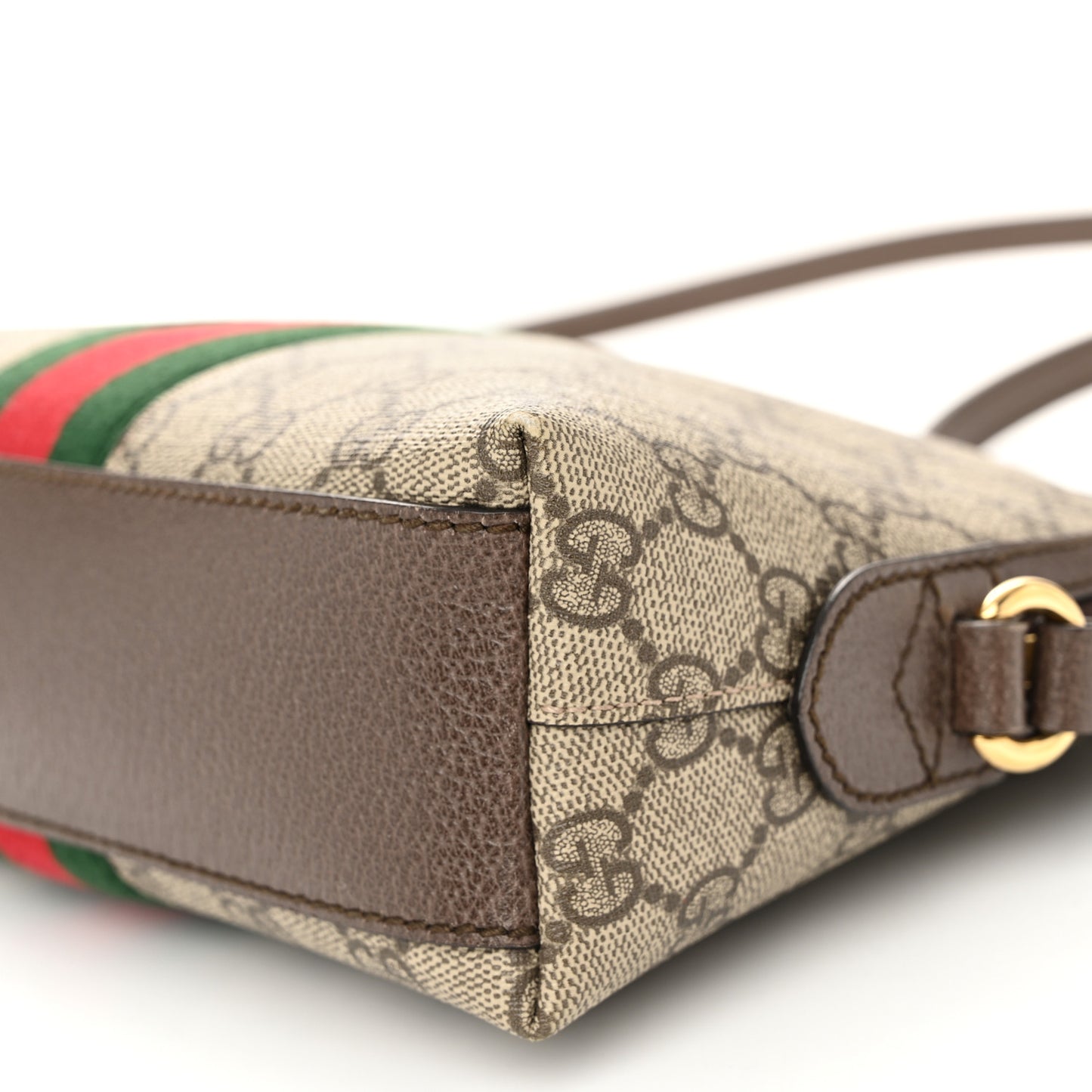GG Supreme Monogram Textured Dollar Calfskin Web Small Ophidia Dome Shoulder Bag Beige Ebony New Acero
