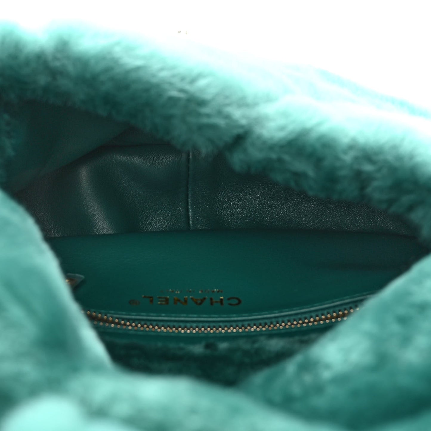 Shearling Lambskin Quilted Flap Green