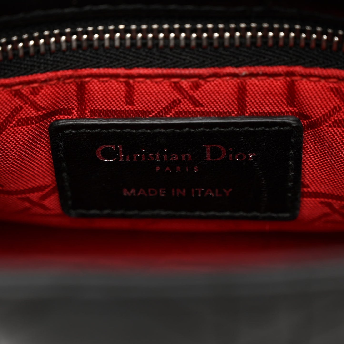 CHRISTIAN DIOR Lambskin Cannage Mini Lady Dior Black