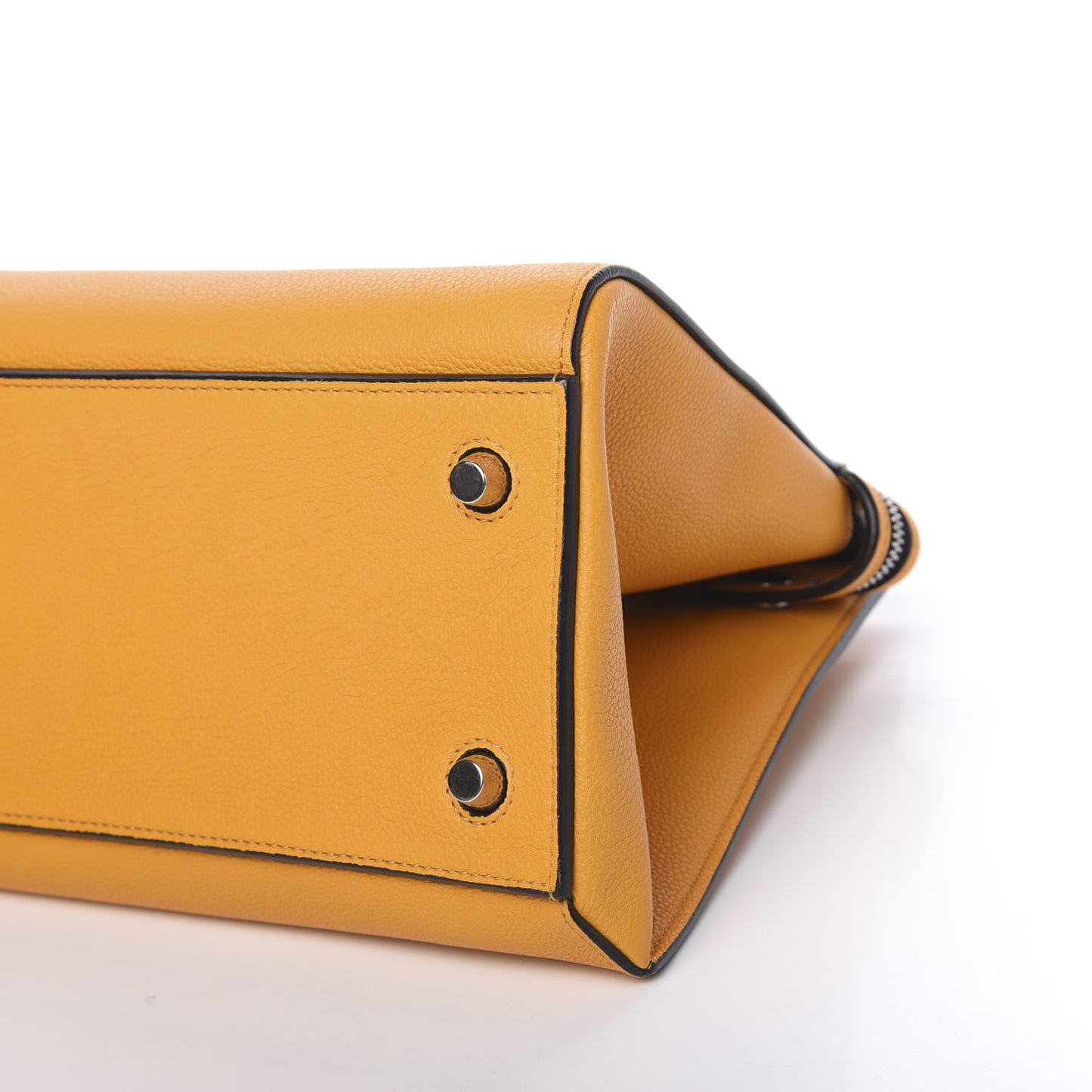 Drummed Calfskin Medium Edge Shoulder Bag Ocre