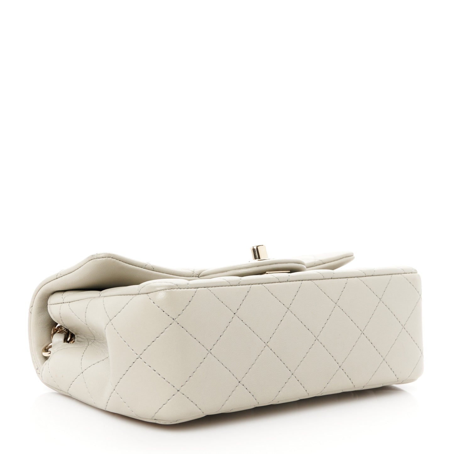 Lambskin Quilted Mini Rectangular Flap Grey