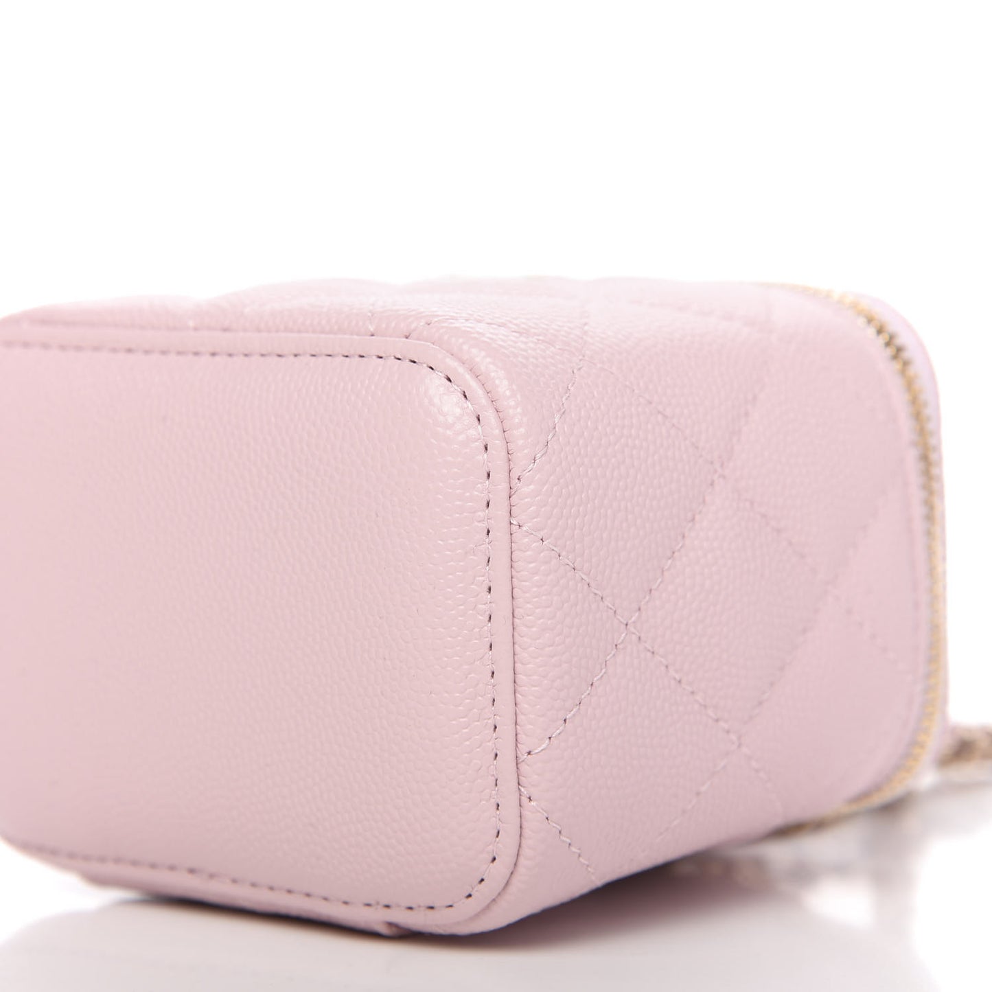 Caviar Quilted Mini Vanity Case With Chain Light Pink