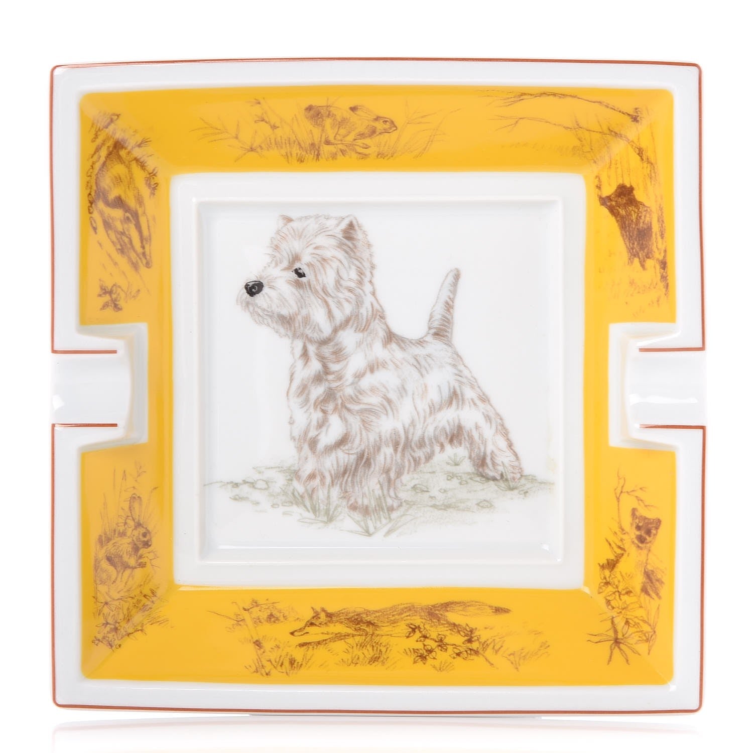 Hermes Porcelain Printed West Highland White Terrier Ashtray