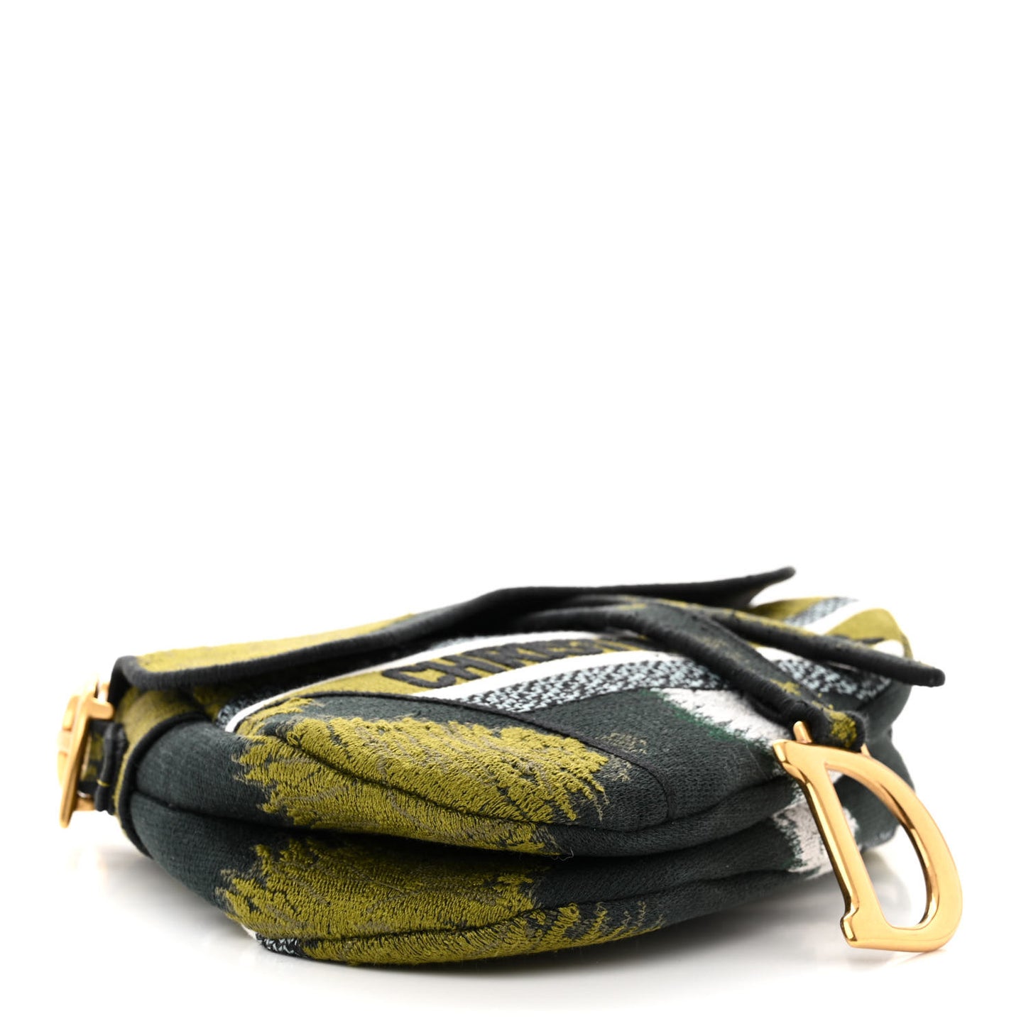 CHRISTIAN DIOR Canvas Embroidered Tie Dye Saddle Bag Green Multicolor