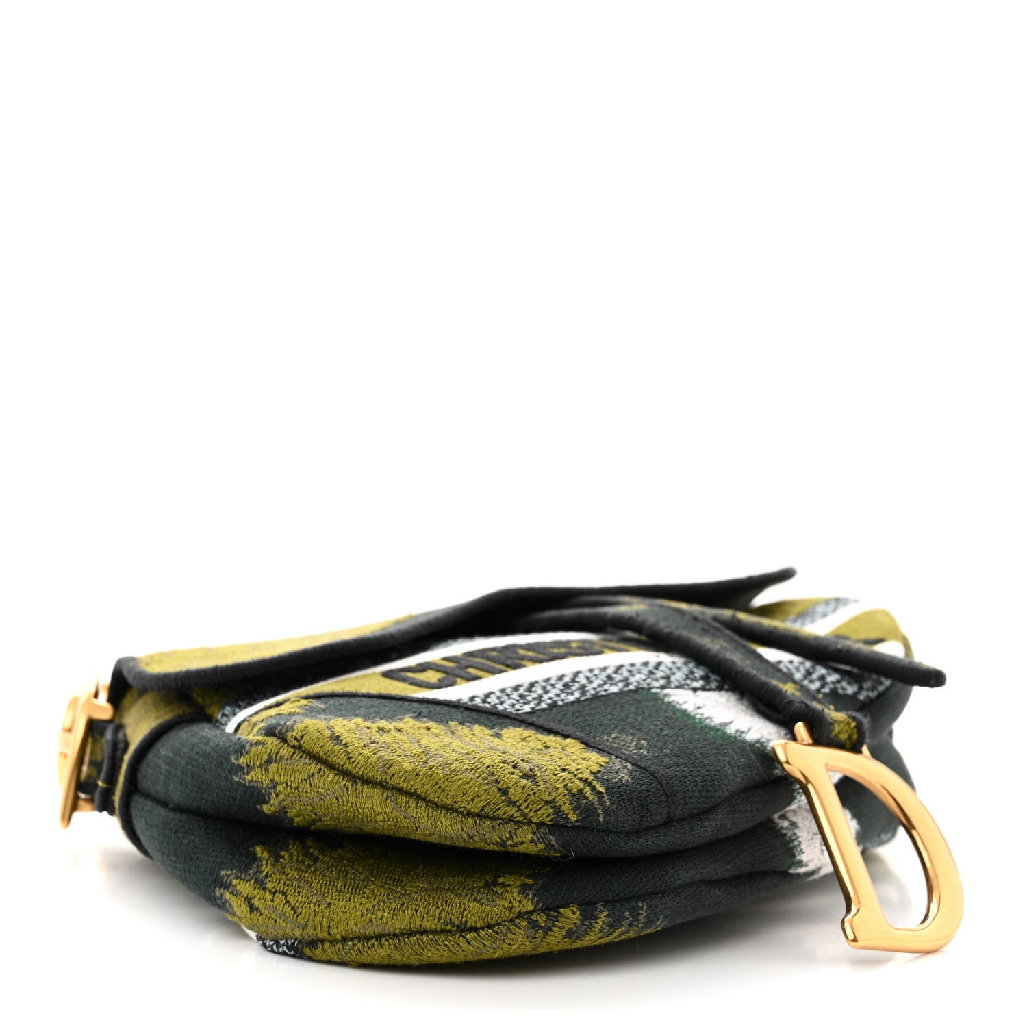 Christian Dior CHRISTIAN DIOR Canvas Embroidered Tie Dye Saddle Bag Green Multicolor 4 of 10