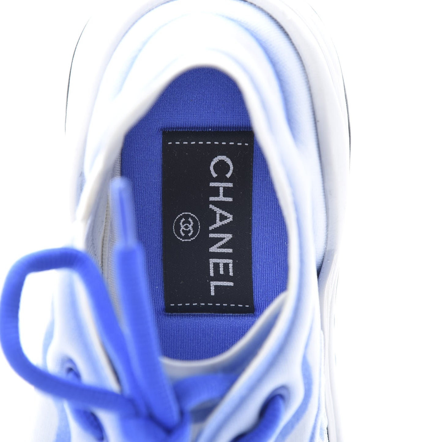 Calfskin Mesh Lyrca Womens Logo Sneakers 36.5 White Blue