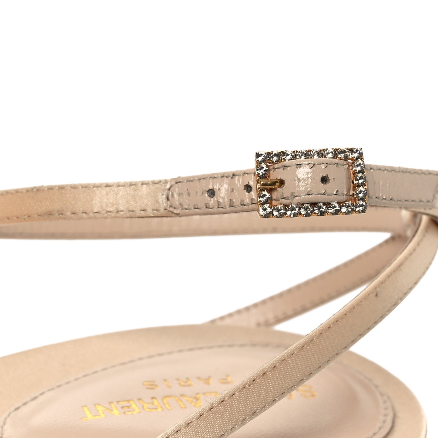Calfskin Satin Crystal Gippy 110 Sandals 41 Soft Nude