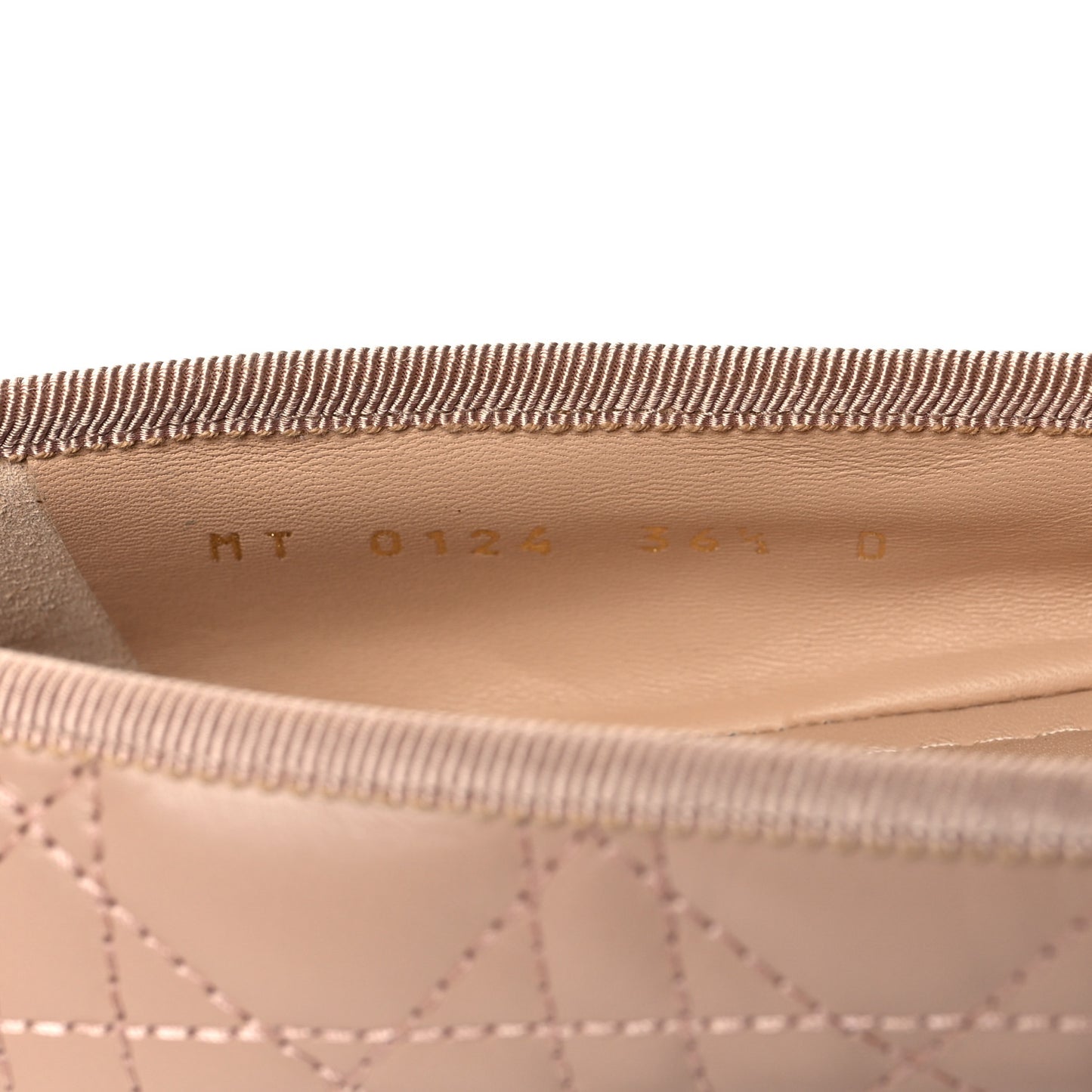 Calfskin Cannage Pearl Bow Ballet Flats 36 Nude