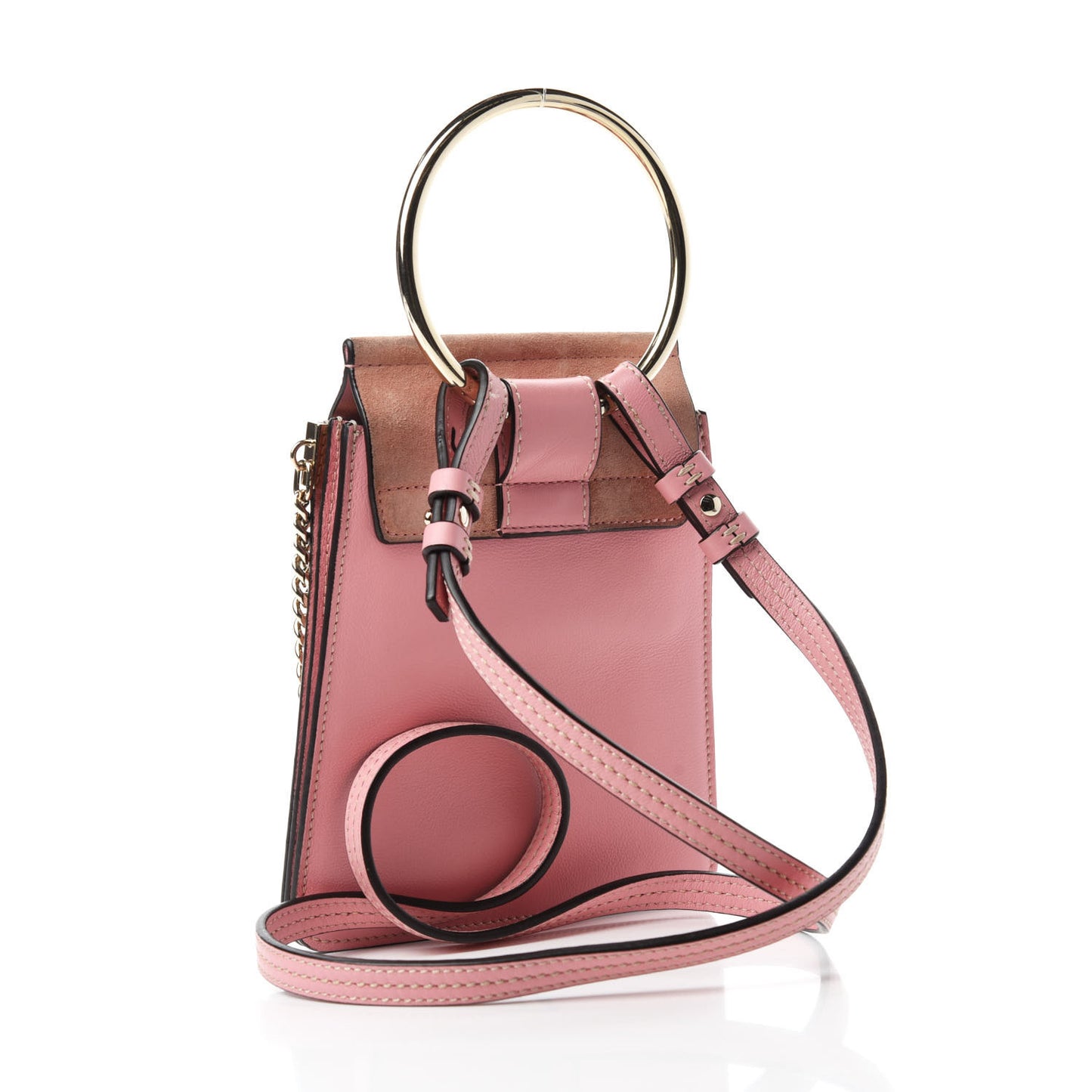 Suede Calfskin Mini Faye Bracelet Bag Washed Pink