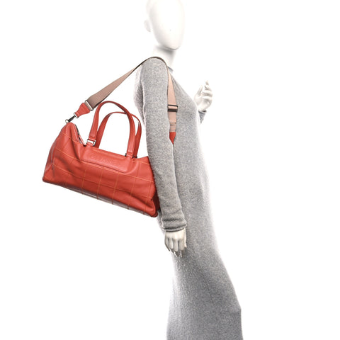 Caviar Square Stitched Large Tote Orange