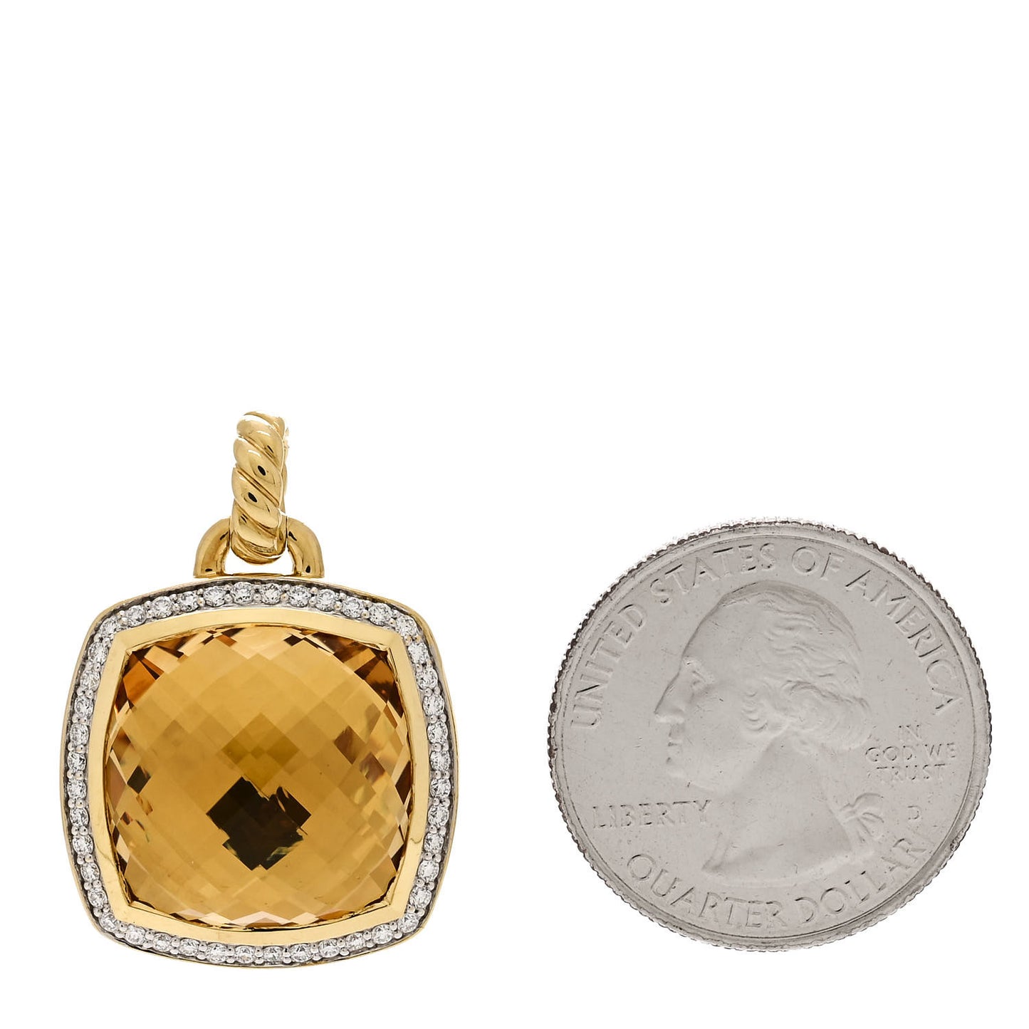 18K Yellow Gold Diamond Citrine 17mm Albion Pendant