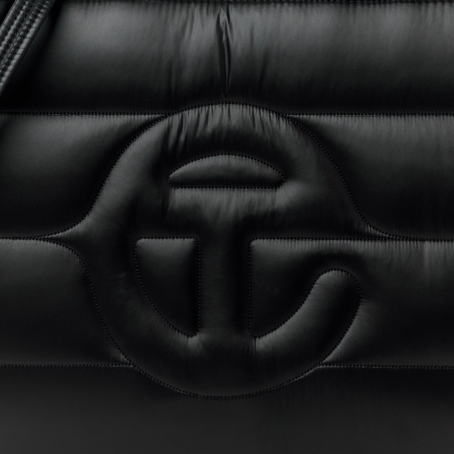 Nylon Medium Puff Shopping Bag Black