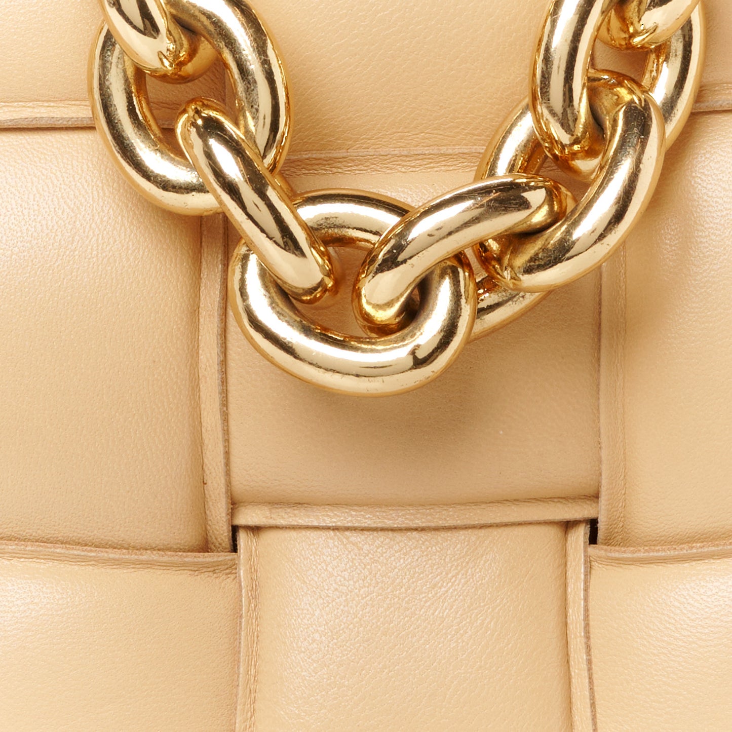 Lambskin Maxi Intreccio Padded Chain Cassette Crossbody Bag Almond