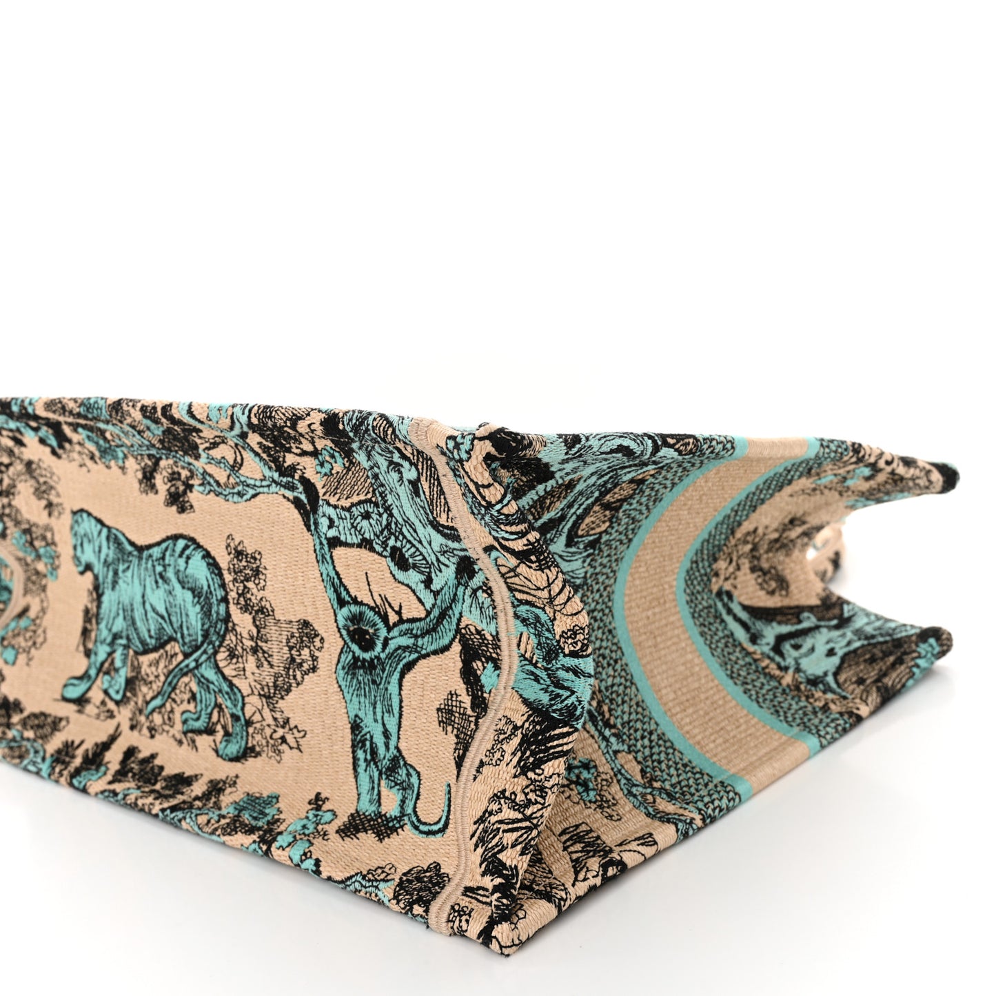 Raffia Embroidered Dioriviera Medium Book Tote Aquamarina
