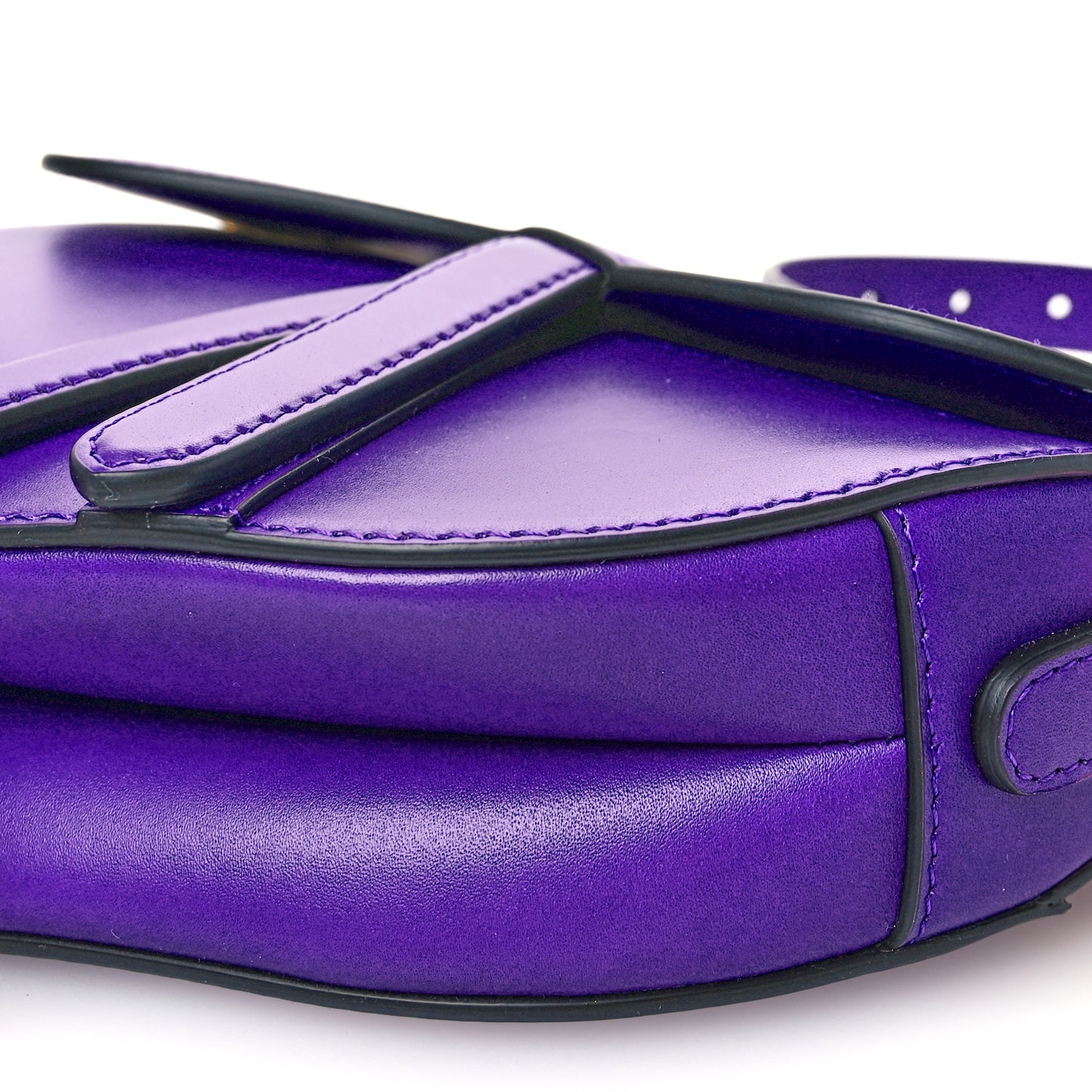 Supple Calfskin Mini Saddle Bag With Strap Purple
