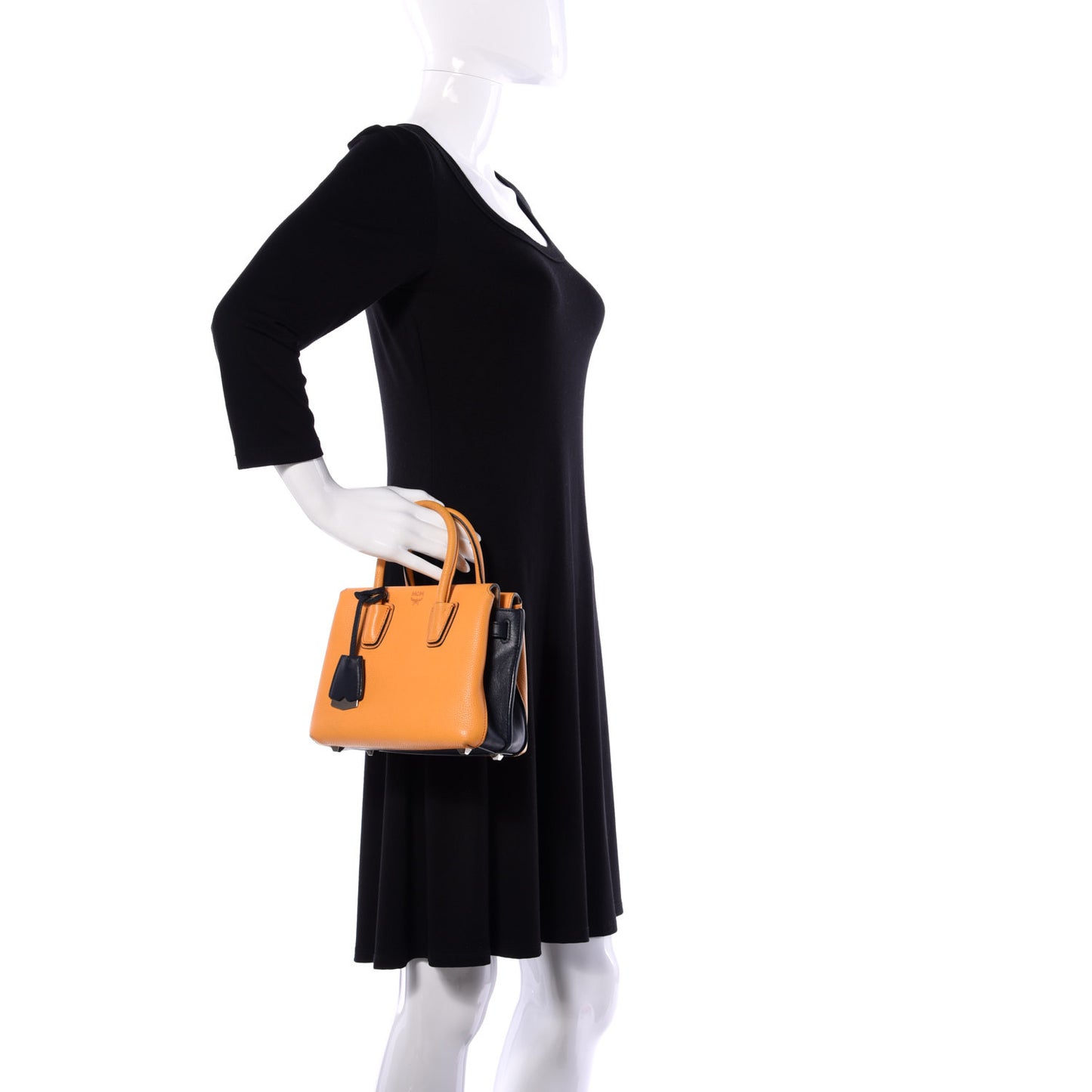 Grained Calfskin Bi-Color Mini Milla Tote Yellow Black