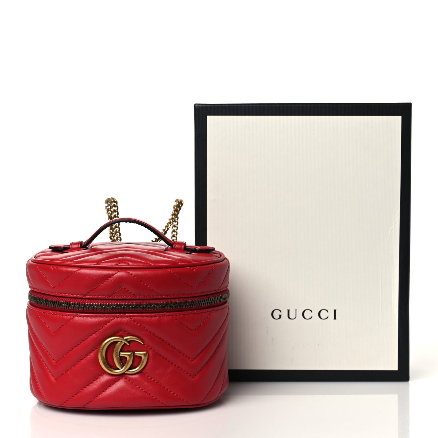 Calfskin Matelasse Mini GG Marmont Round Backpack Hibiscus Red