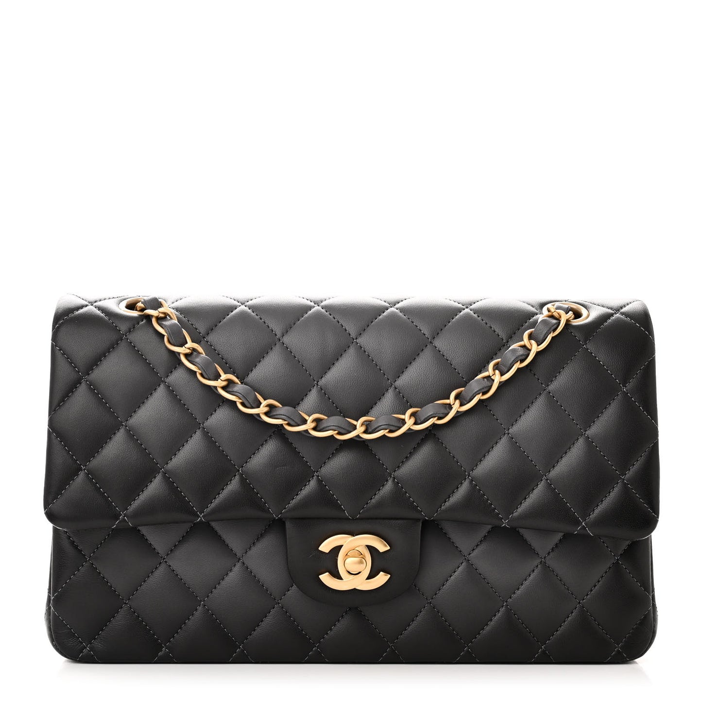 Gradient Lambskin Medium Double Flap Grey