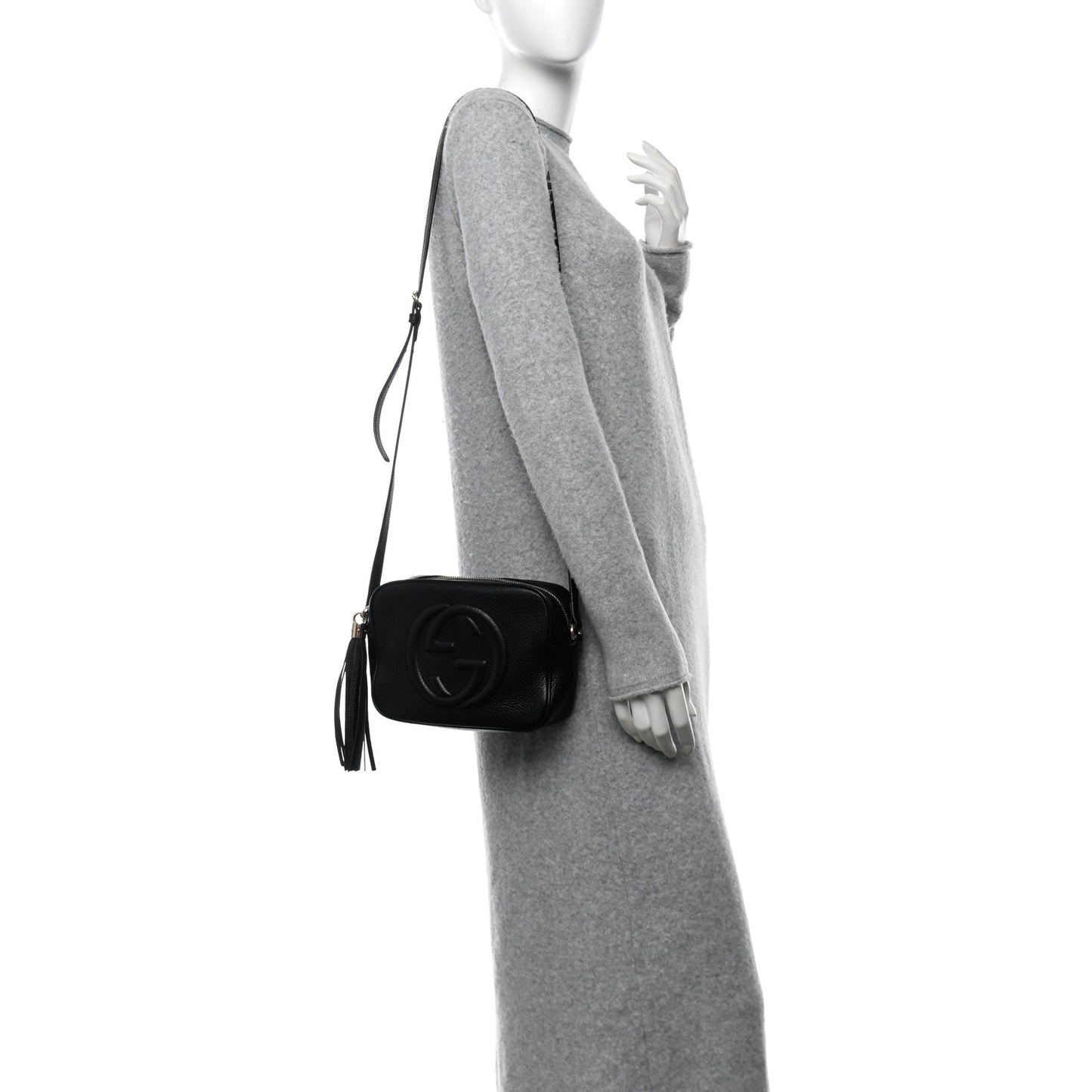 Pebbled Calfskin Small Soho Disco Bag Black