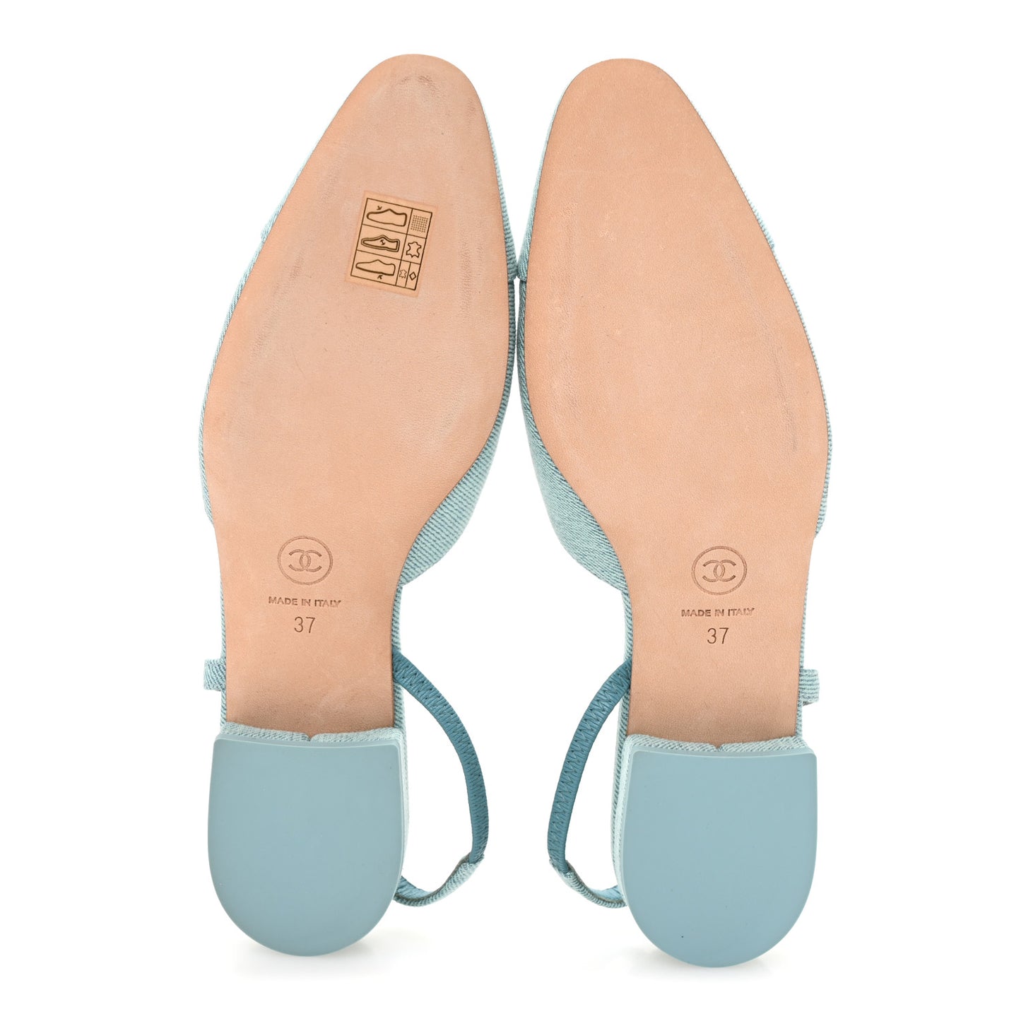 Denim Cap Toe CC Slingback Flats 37 Blue