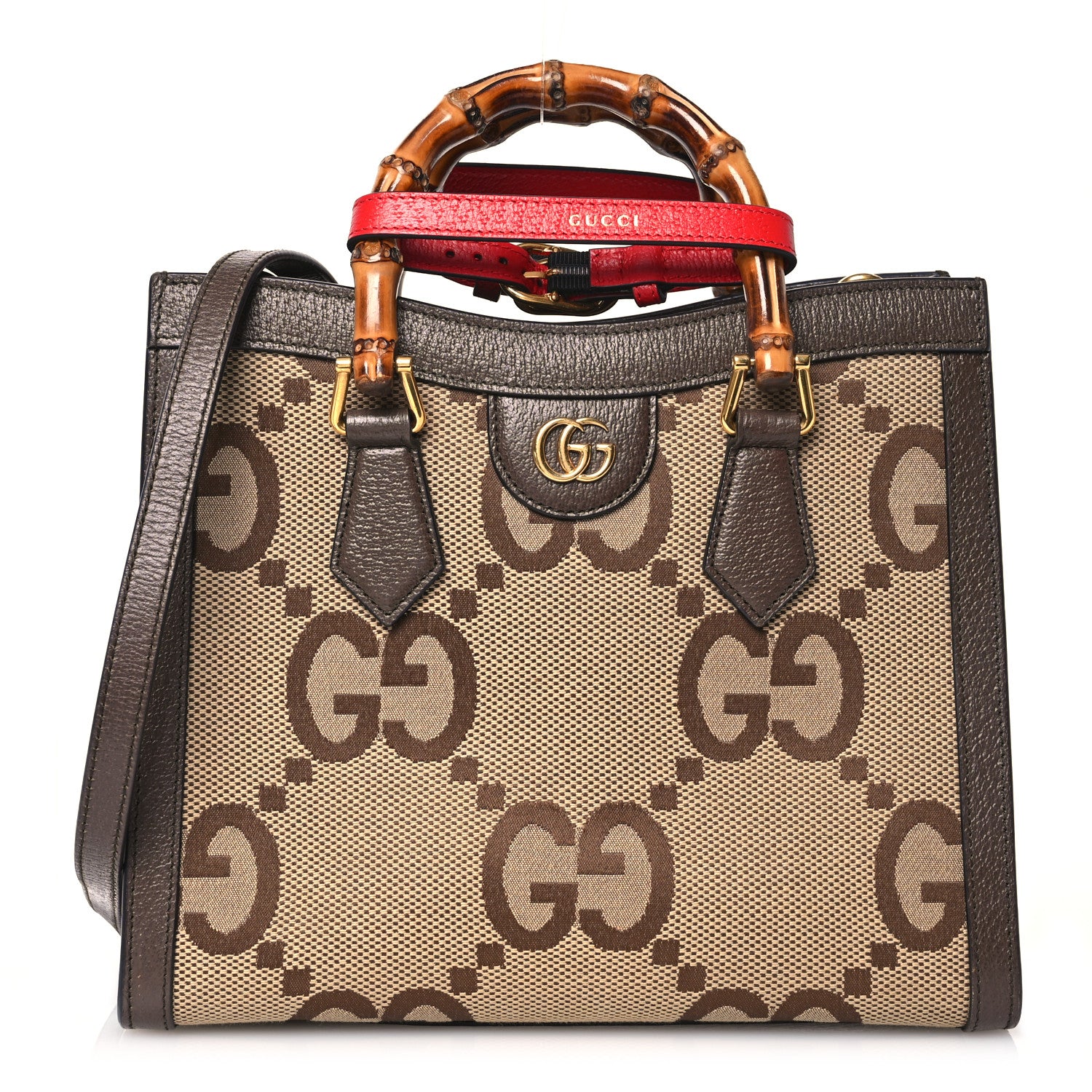 Gucci Monogram Jumbo GG Textured Dollar Calfskin Small Diana Tote