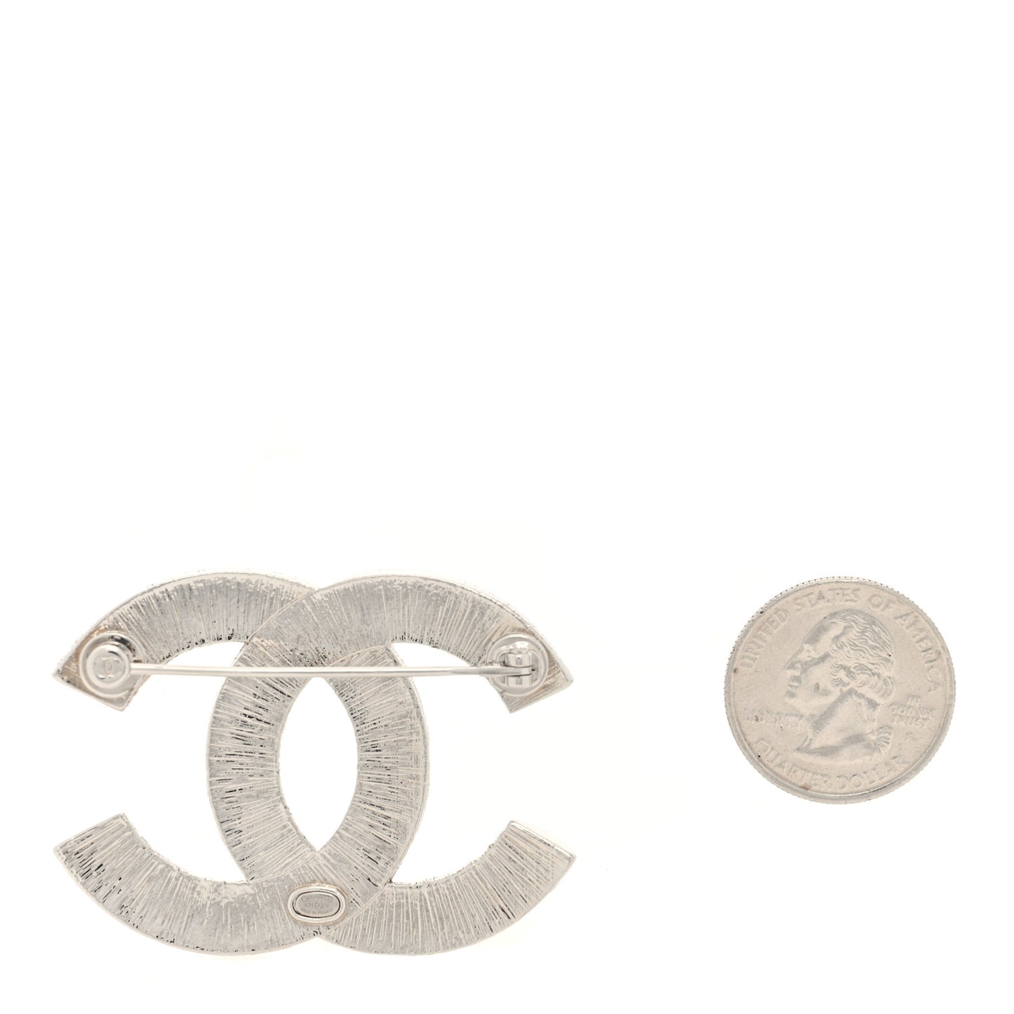 Baguette Crystal CC Brooch Silver