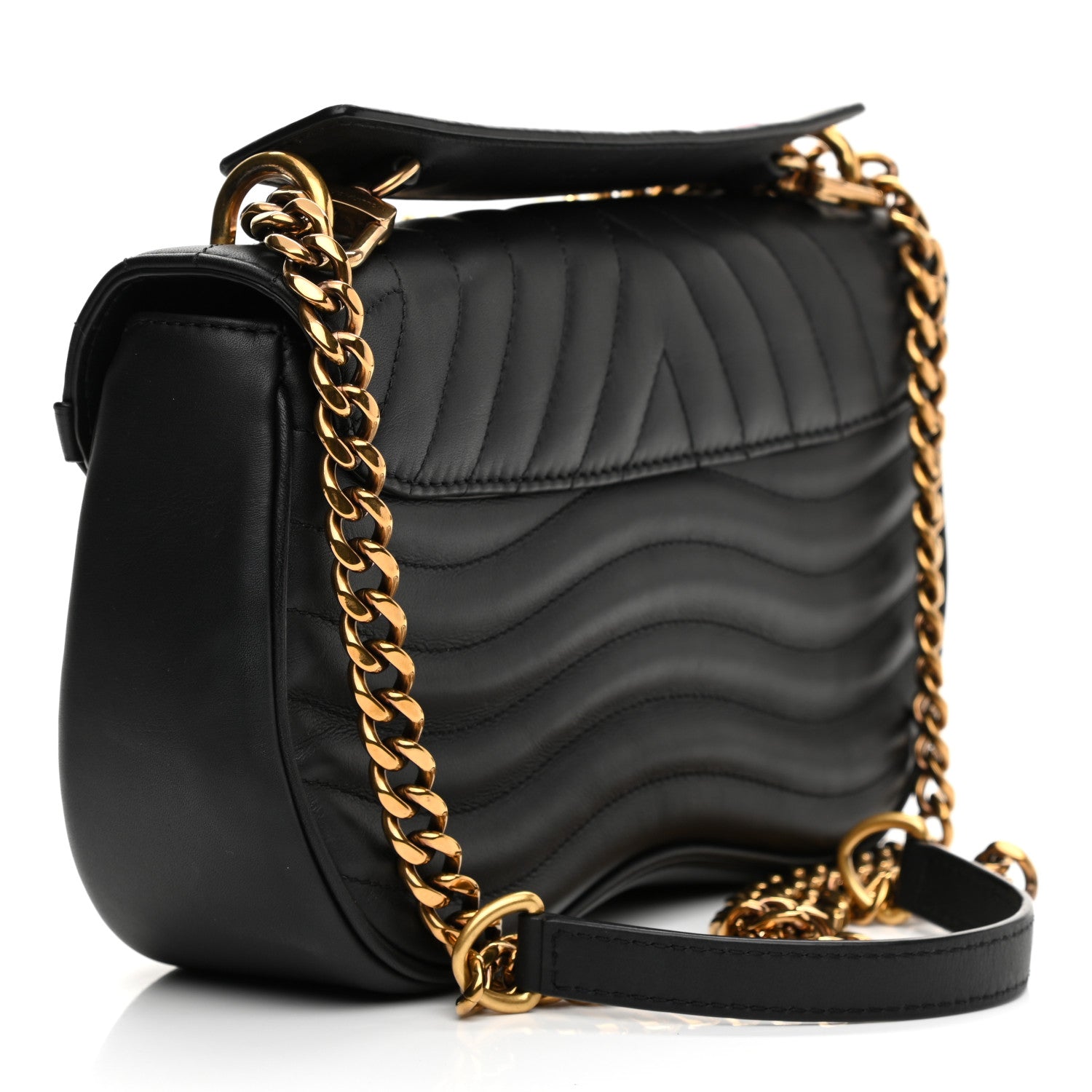 Louis Vuitton Calfskin Embroidered New Wave Chain MM Black 3 of 11