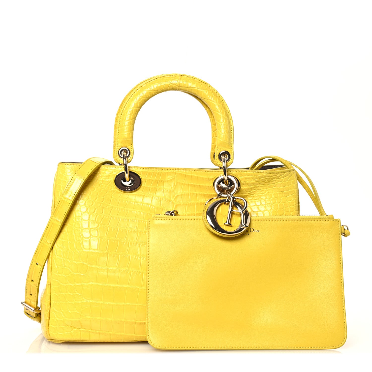 Christian Dior Crocodile Large Diorissimo Yellow 3 of 19