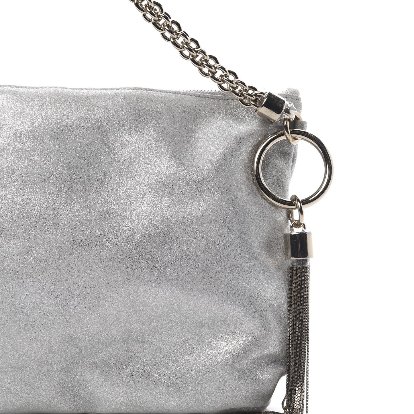 Metallic Goatskin Callie Mea Tassel Shoulder Bag Silver