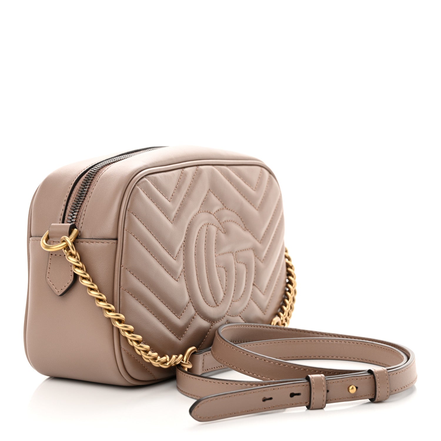 Gucci Calfskin Matelasse Small GG Marmont Chain Shoulder Bag Porcelain Rose 3 of 9