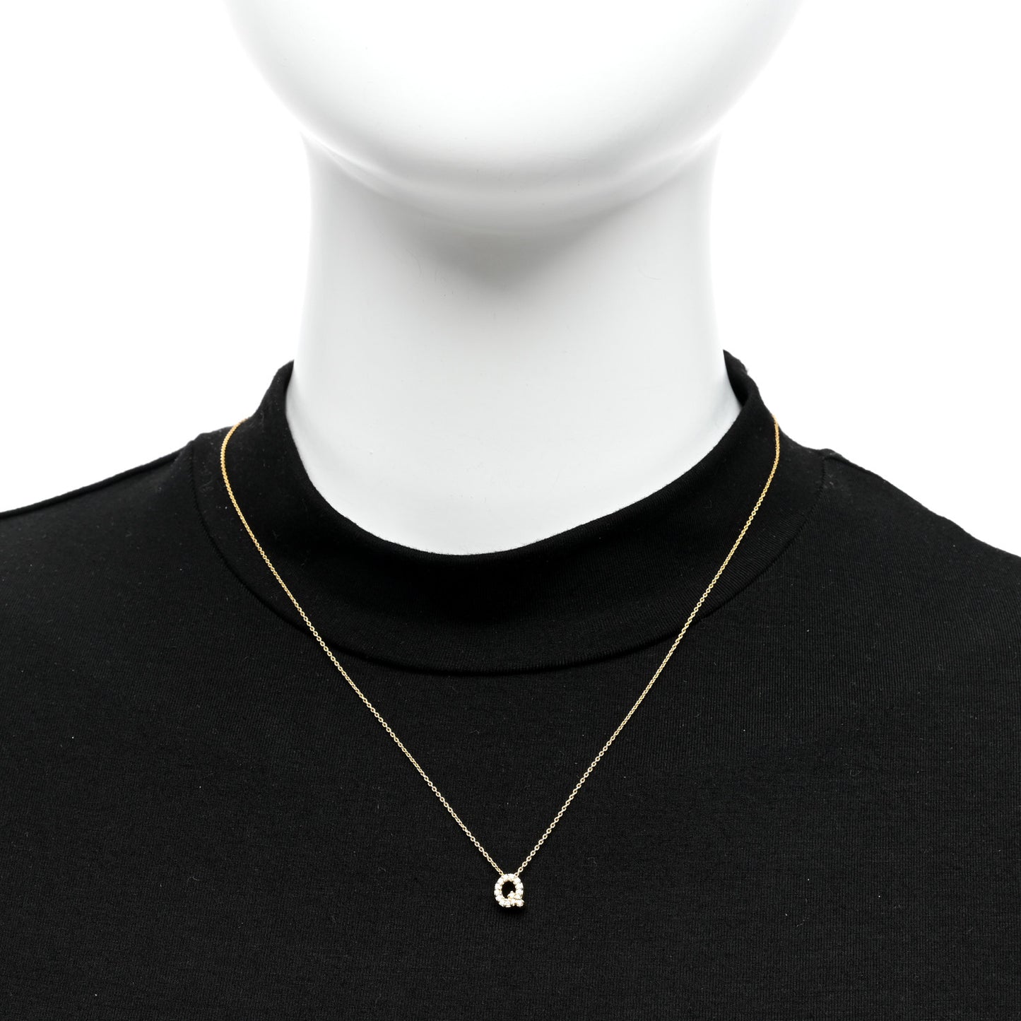 18K Yellow Gold Diamond Love Letter Q Pendant Necklace