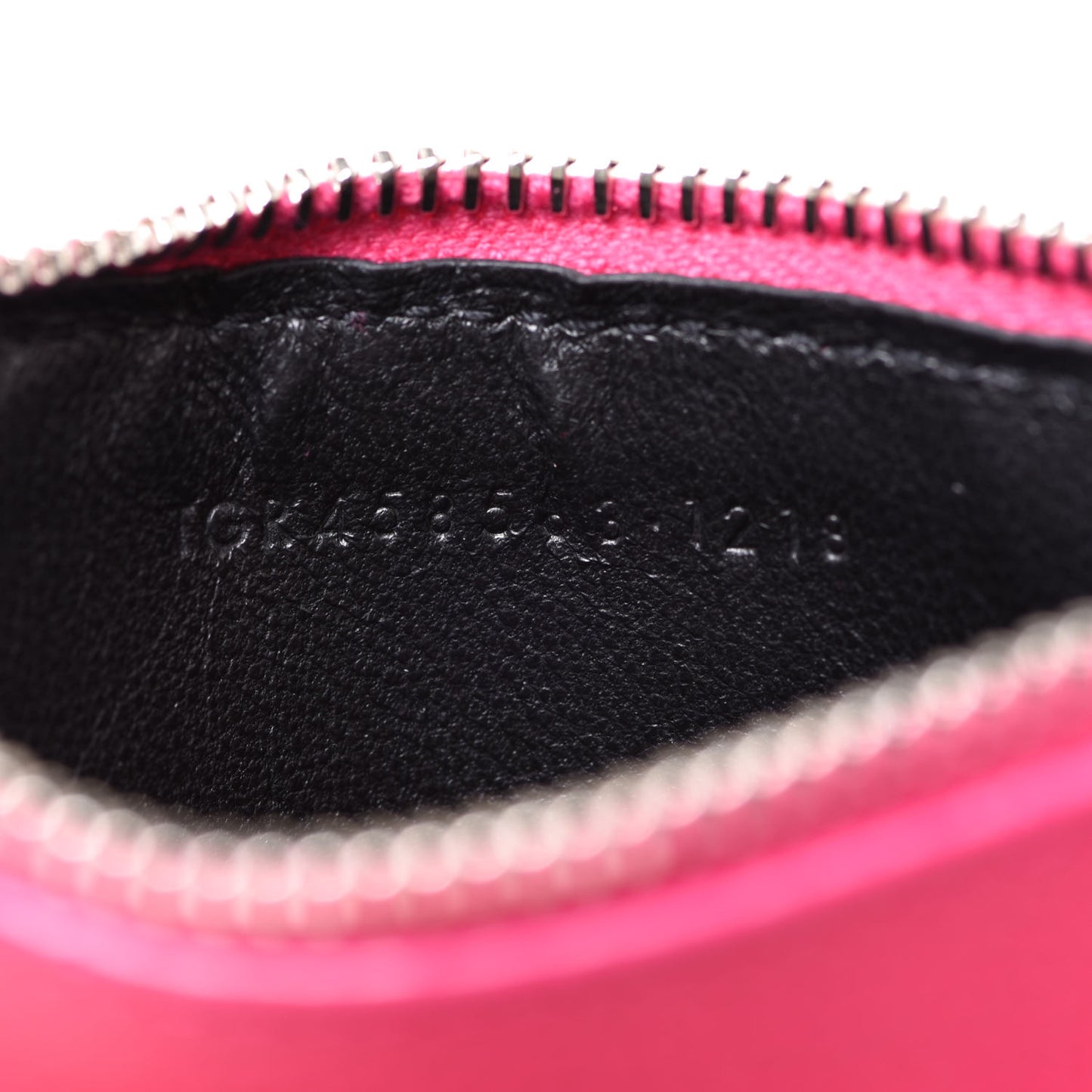 Grained Calfskin 5 Fragments Zip Pouch Card Holder Bubblegum