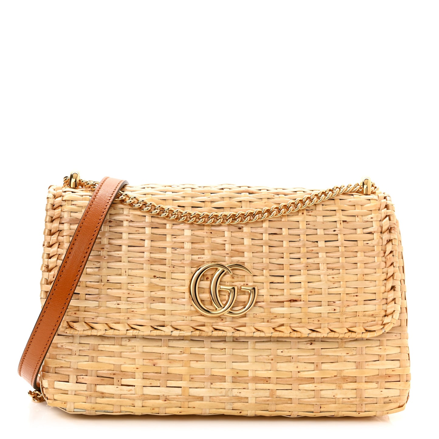 Glazed Wicker Small Cestino Shoulder Bag Natural