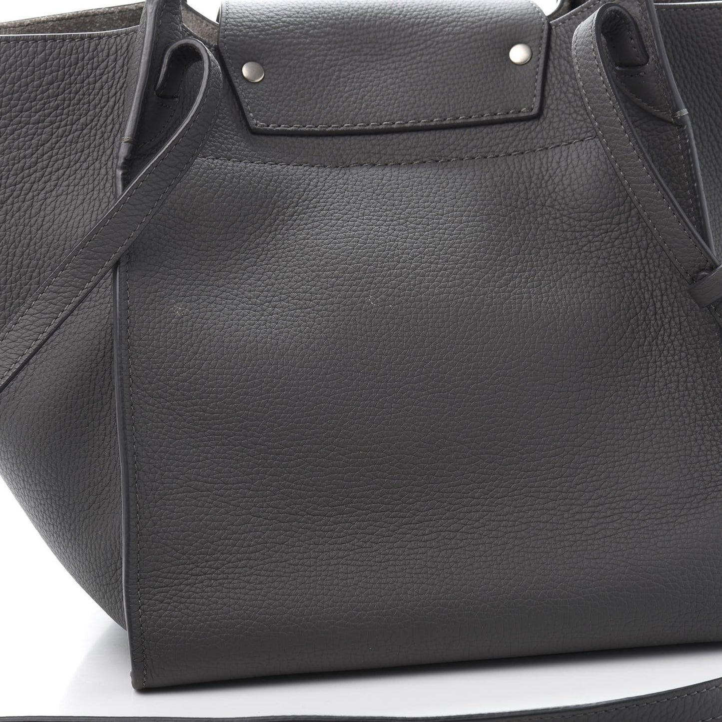 Supple Grained Calfskin Long Strap Small Big Bag Gray