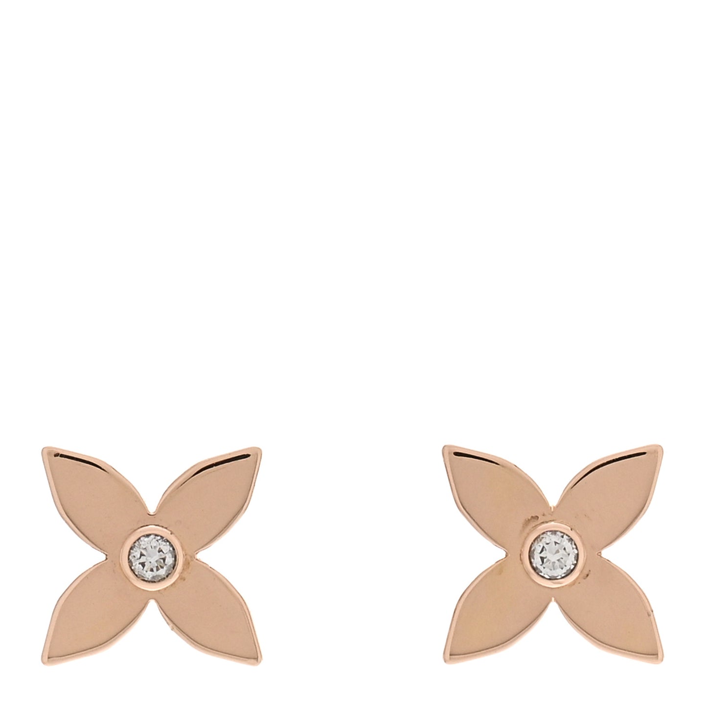 18K Pink Yellow Gold Diamond Idylle Blossom Reversible Stud Earrings