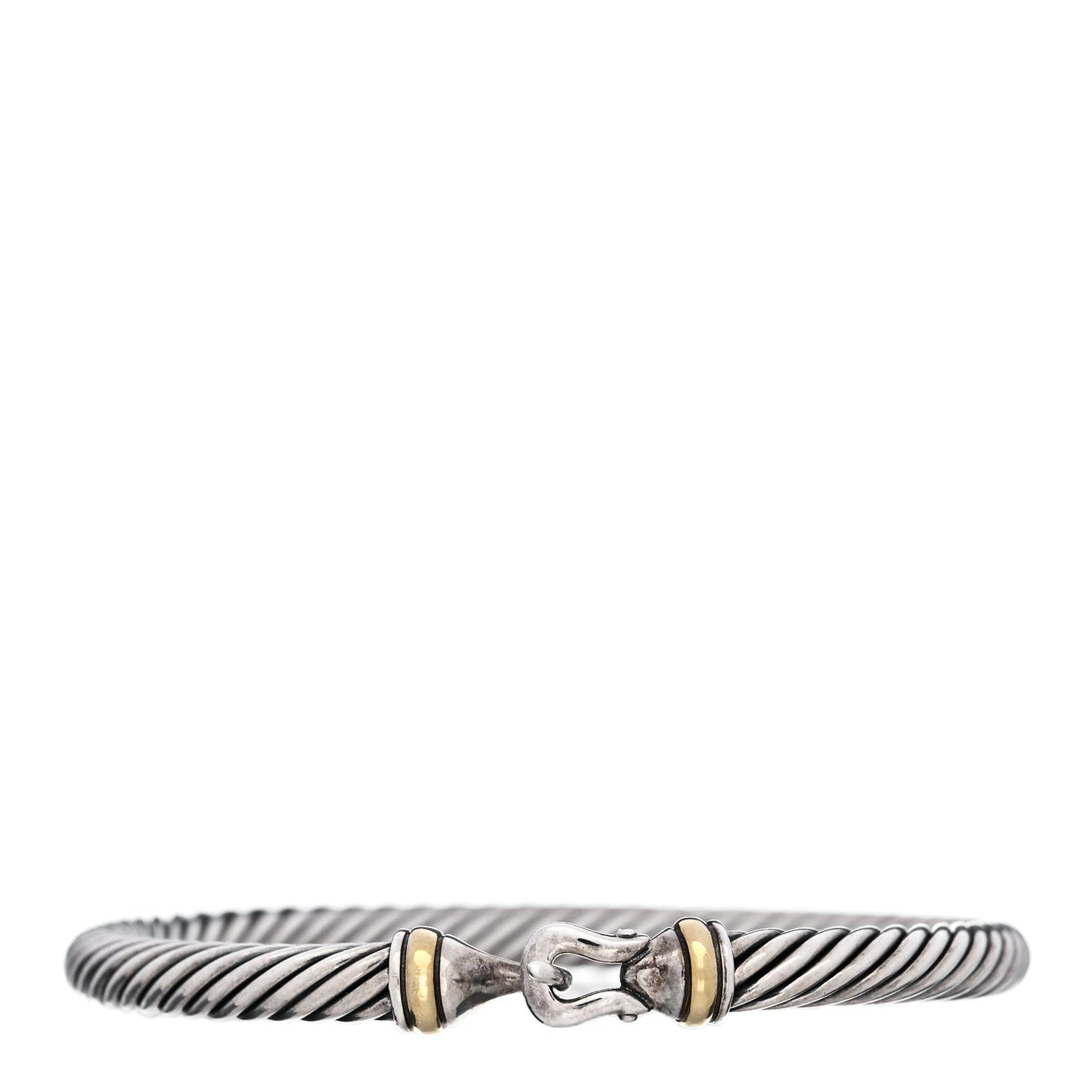 Sterling Silver 18K Yellow Gold 5mm Cable Classic Buckle Bracelet