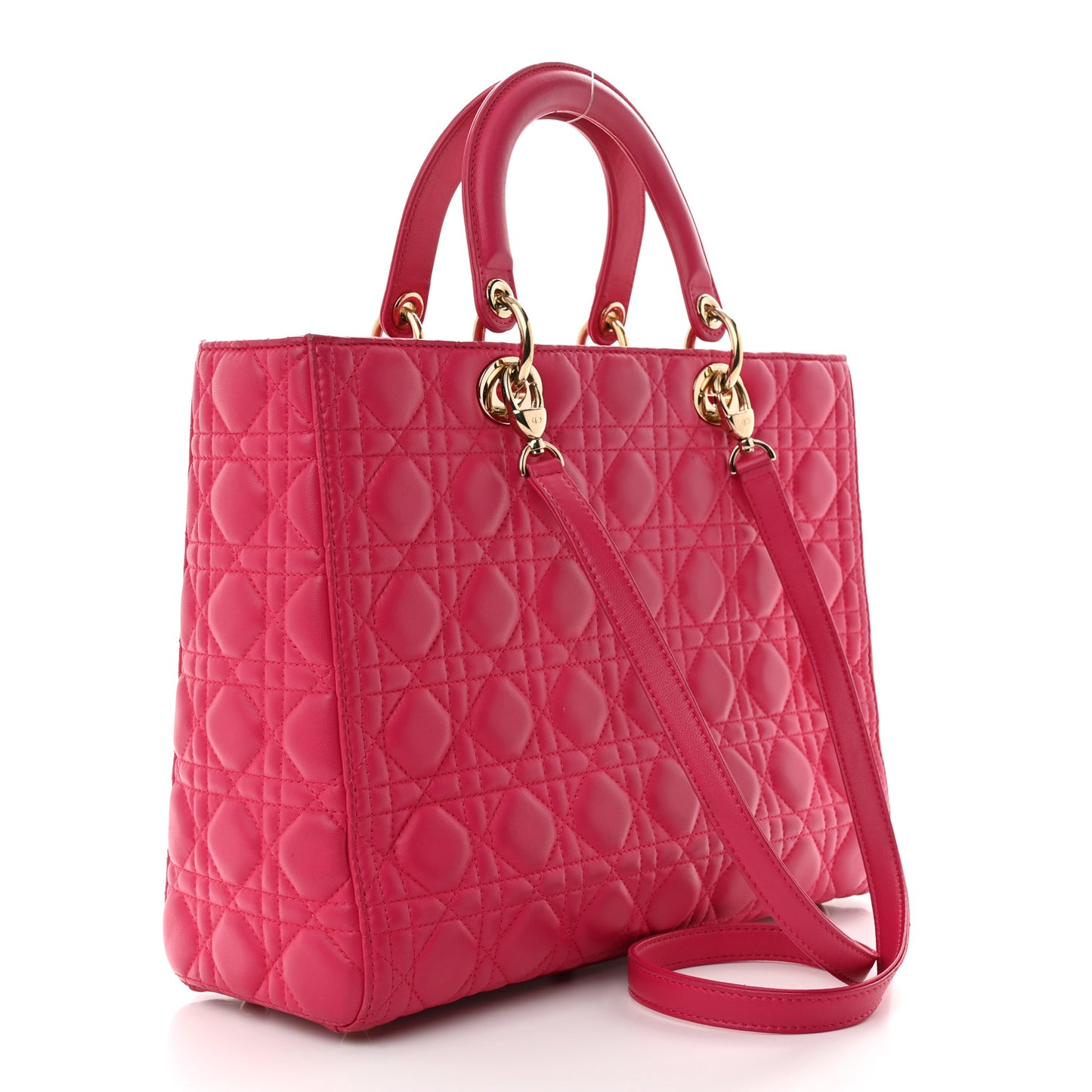 Lambskin Cannage Large Lady Dior Fuchsia