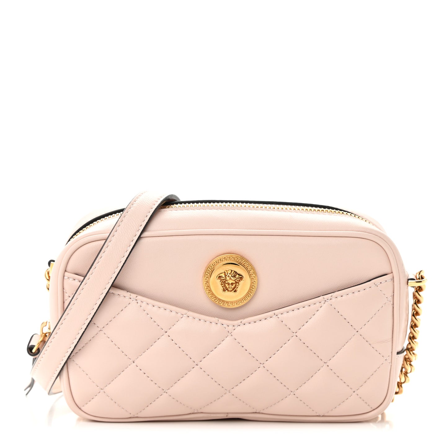 Nappa Quilted La Medusa Camera Bag Light Pink