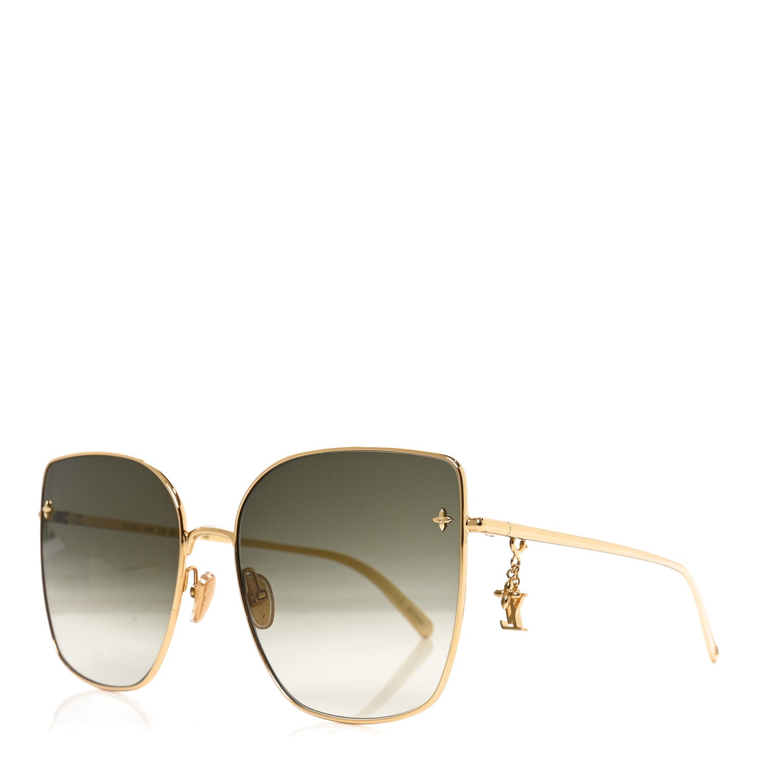 Louis Vuitton Metal LV Charm Cat Eye Sunglasses Z1720U Gold 