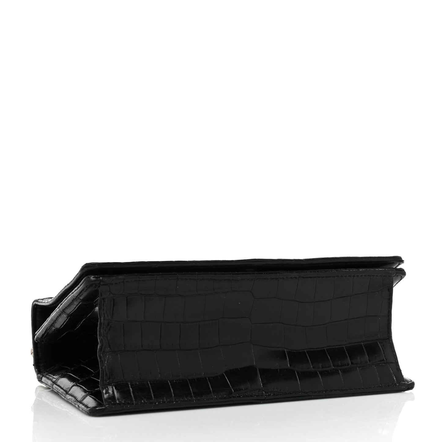 Calfskin Crocodile Embossed Small Diorama Flap Bag Black