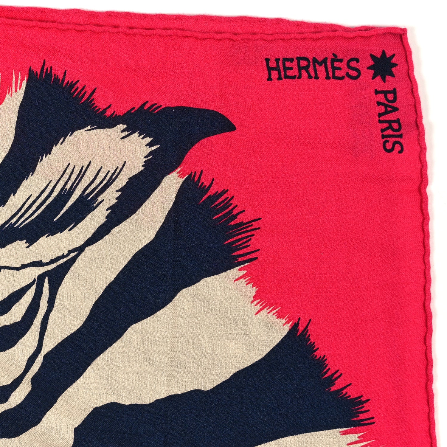 Hermes Cashmere Silk Zebra Pegasus Shawl 140 Rose Vif Marine Ivoire 2 of 3