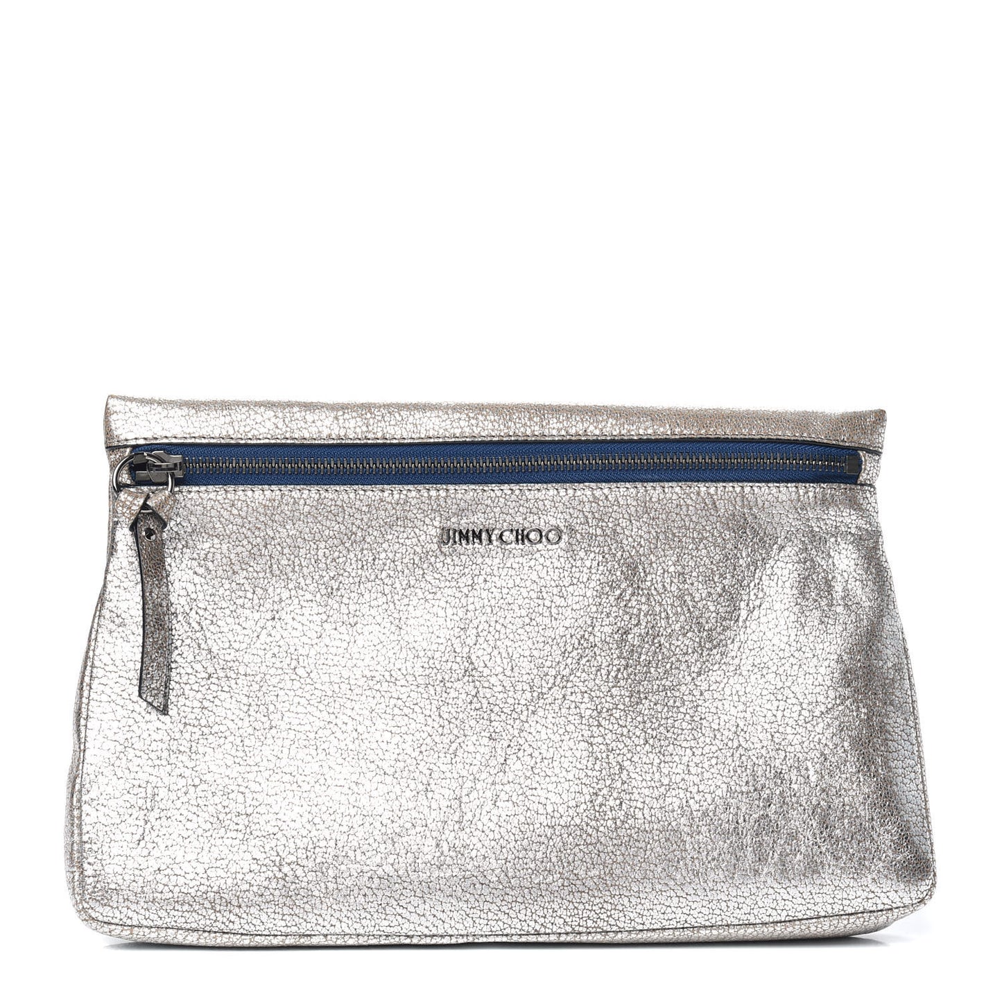 Shimmer Calfskin Zena Clutch Silver