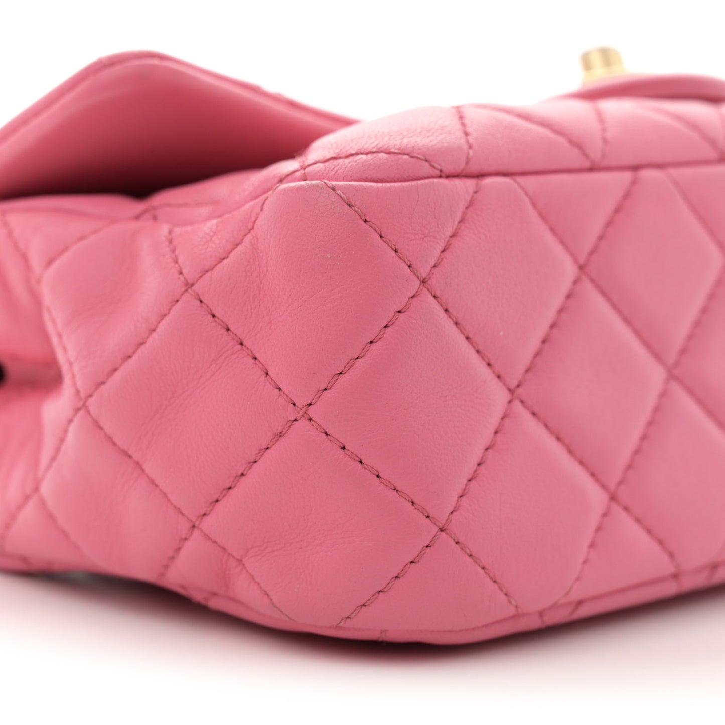 Lambskin Resin Quilted Mini Rectangular Pearl Samba Flap Pink