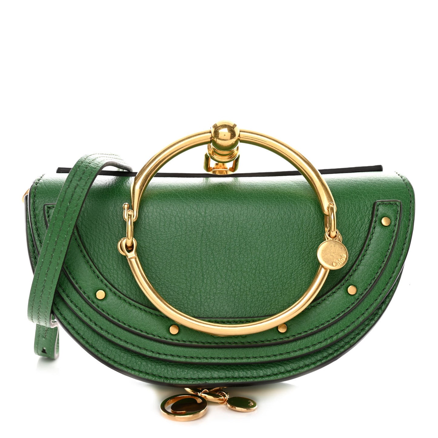 Calfskin Small Nile Bracelet Minaudiere Bag Deep Pine