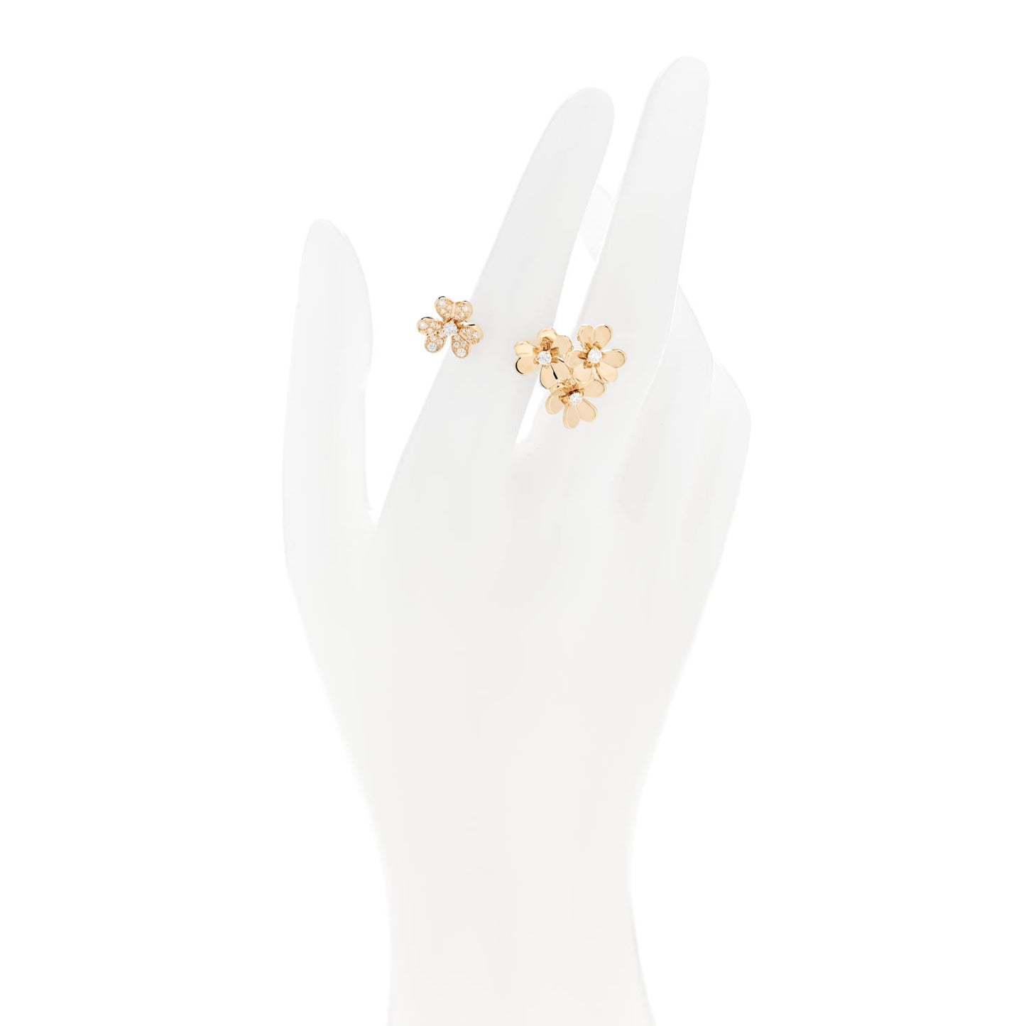 18K Yellow Gold Diamond Frivole Between The Finger Half Pave Ring 52 6