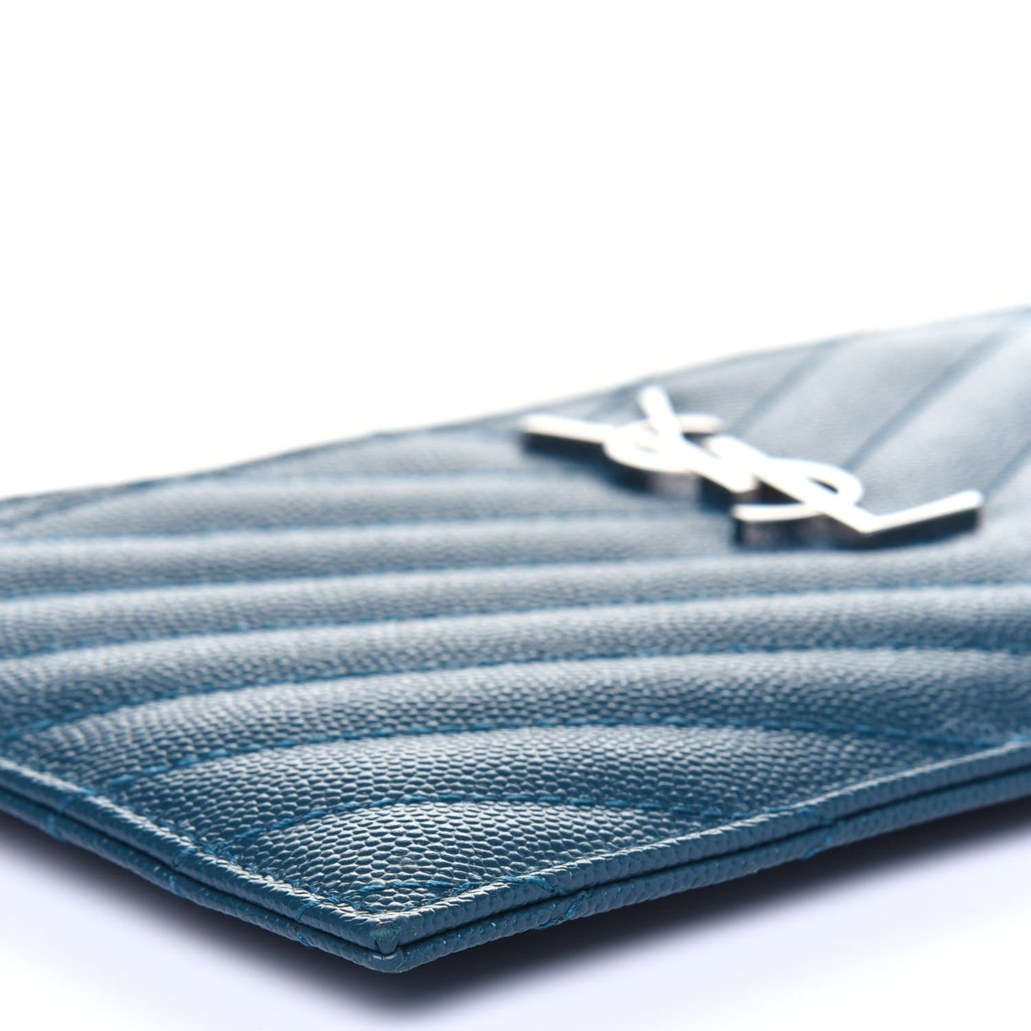 Grain De Poudre Matelasse Chevron Monogram Bill Pouch Peacock Green