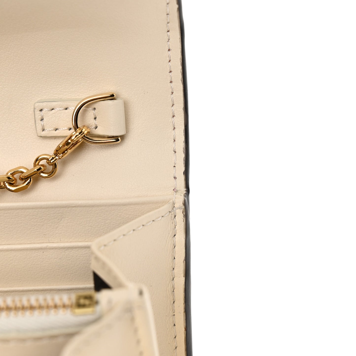 X VERSACE Glazed Fabric Fendace FF Baroque Continental Wallet On Chain Gold White Rosa