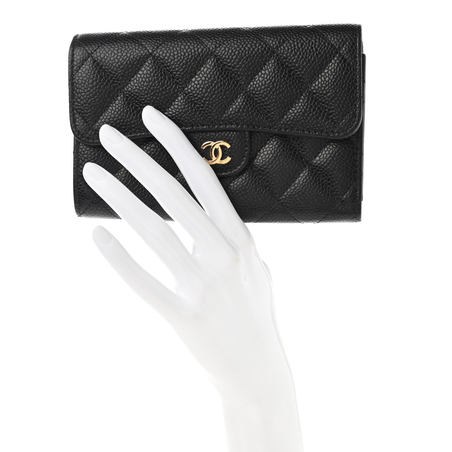 Chanel Caviar Quilted Medium Flap Wallet Black 2 of 9