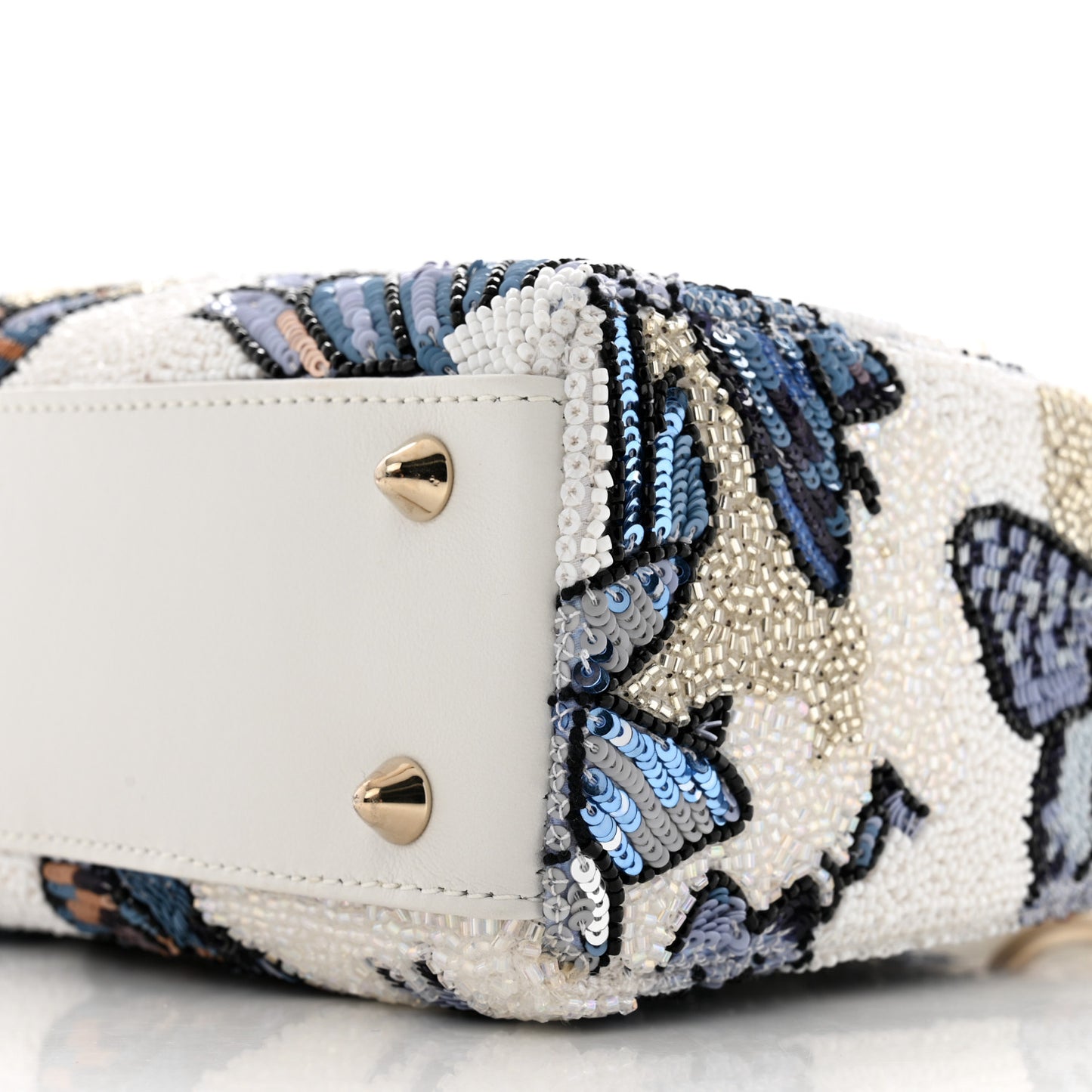 Calfskin Toile de Jouy Beaded Sequin Embroidered Small Mexico Lady Dior White Pastel Midnight Blue