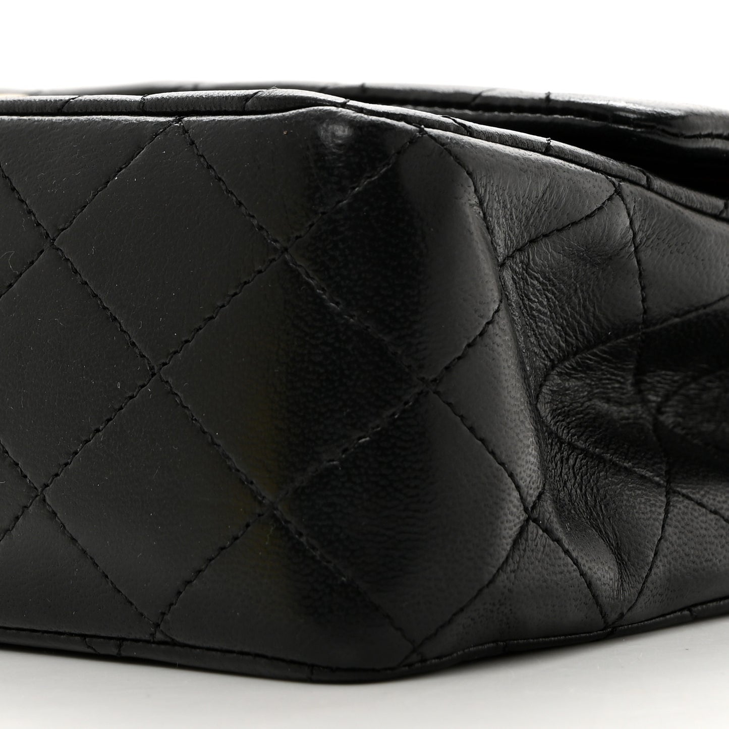 Lambskin Quilted Medium Double Flap Black